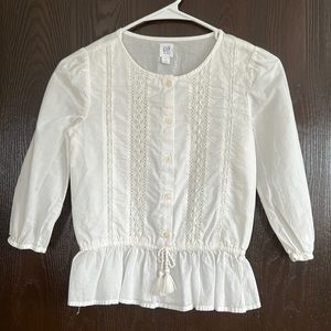 Gap Kids Off White 3/4 Button Down Peasant Blouse/Top